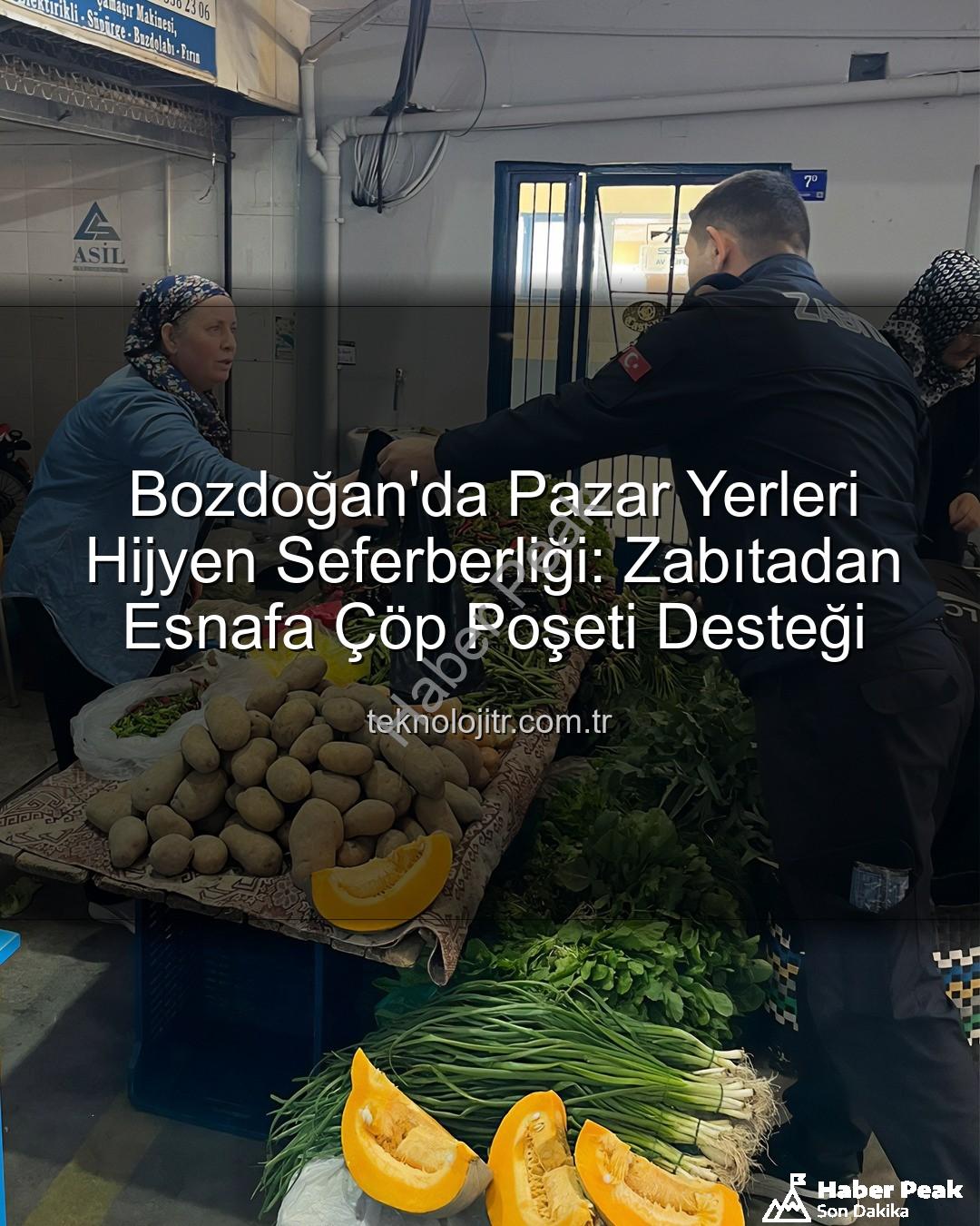 pazarcı esnafına çöp poşeti - Bozdoğan'da Pazarcılara Hijyen Desteği: Zabıtadan Çöp Poşeti Yardımıyla Temizlik Seferberliği Başladı